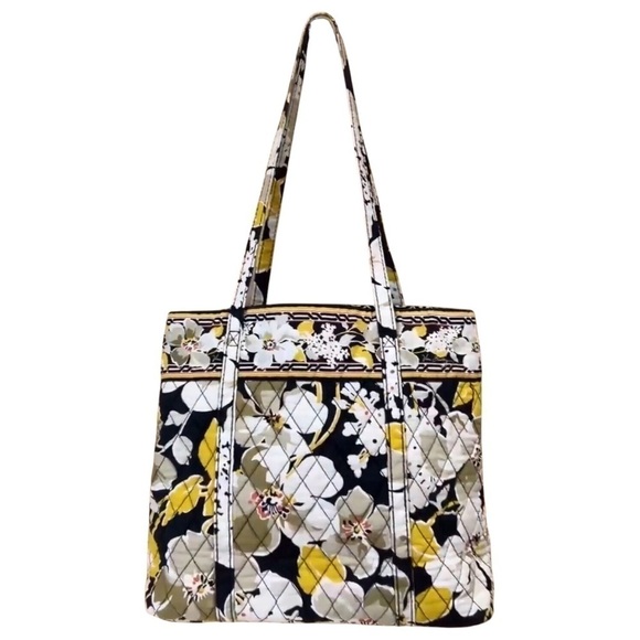 Vera Bradley Handbags - Vera Bradley Tote Dogwood Holiday Gold/Black/Cream Floral EUC